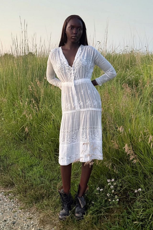 1900s Antique Edwardian Gauze Cotton Lawn Embroidered Dress Selected By Afterlife Boutique #1