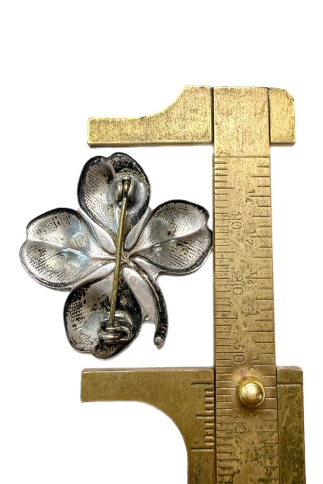 Vintage Sterling Silver Four Leaf Clover Pin Brooch Selected by Lux Revival #2