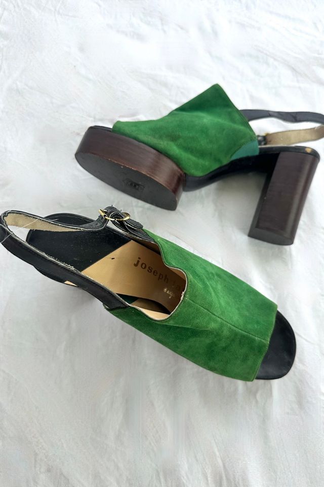 Vintage 1970s Deadstock Green Suede Platforms Selected by Grievous Angel Vintage #2