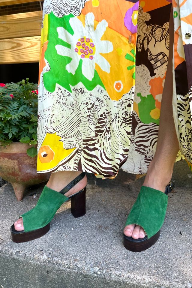 Vintage 1970s Deadstock Green Suede Platforms Selected by Grievous Angel Vintage #3