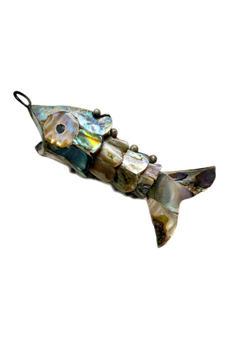 Vintage Silver + Abalone Wiggle Fish Pendant Selected by Lux Revival