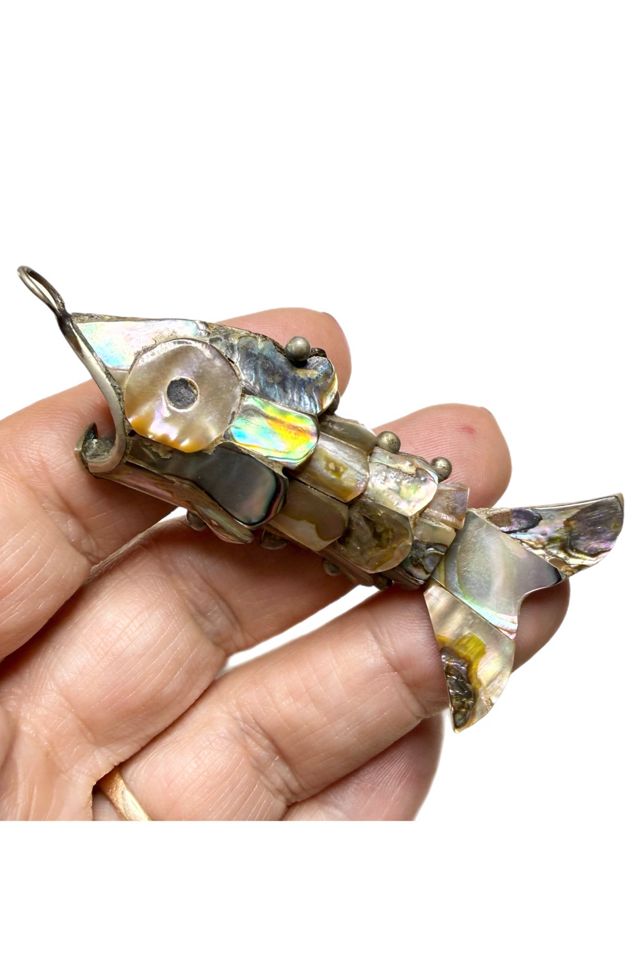 Vintage Silver + Abalone Wiggle Fish Pendant Selected by Lux Revival #1