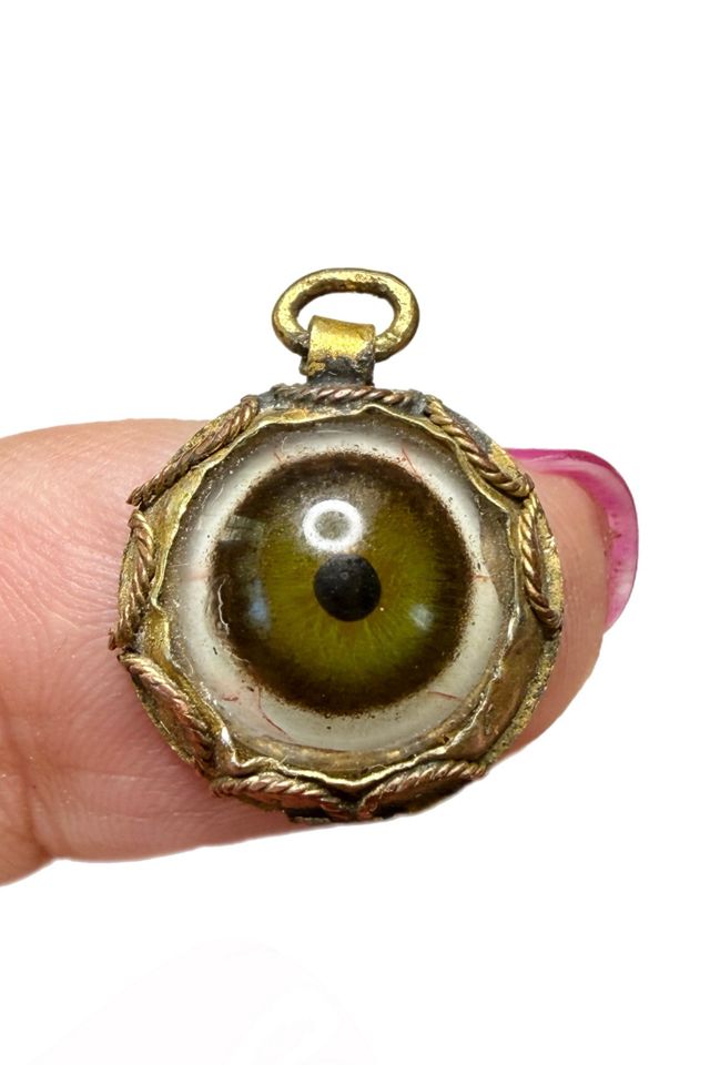 Vintage Brass + Glass Evil Eye Pendant Selected by Lux Revival #1