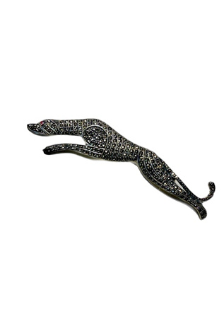 Vintage Sterling Silver + Marcasite Greyhound Pin Brooch Selected by Lux Revival