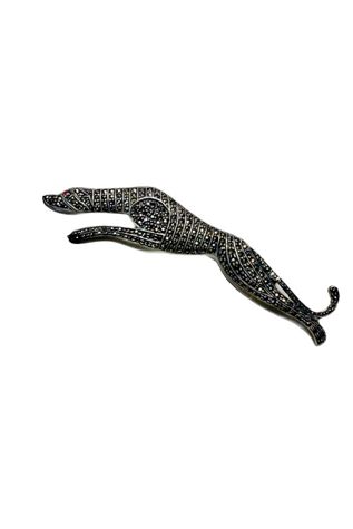Vintage Sterling Silver + Marcasite Greyhound Pin Brooch Selected by Lux Revival