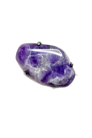Antique Sterling + Raw Amethyst C Clasp Pin Brooch Selected by Lux Revival