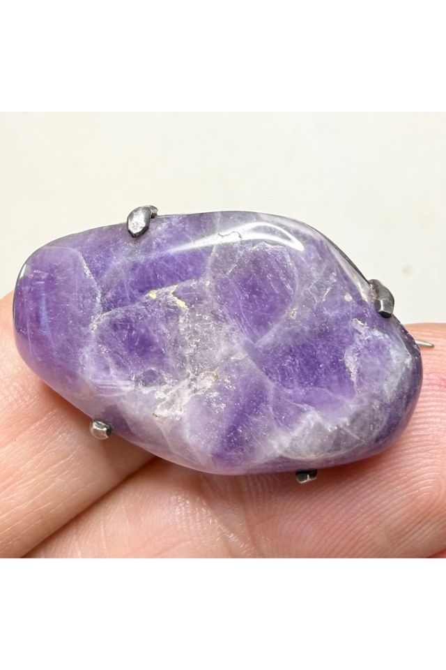 Antique Sterling + Raw Amethyst C Clasp Pin Brooch Selected by Lux Revival #1