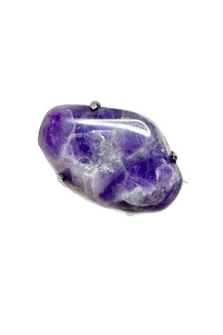 Antique Sterling + Raw Amethyst C Clasp Pin Brooch Selected by Lux Revival