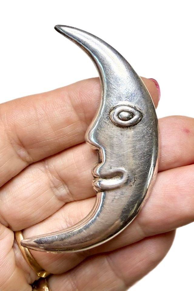 Vintage Sterling Silver Man in the Moon Pin Brooch Selected by Lux Revival #1
