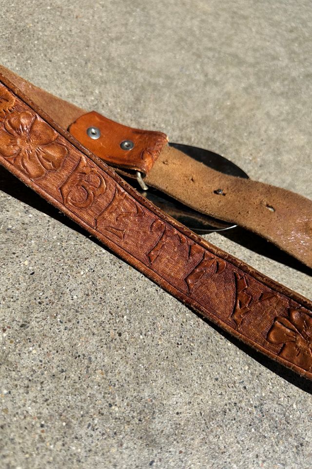 Vintage Tooled Leather "Betty" with Silver and Turquoise Buckle Selected by Grievous Angel Vintage #1