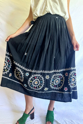 Vintage Cotton Mirrored and Embroidered Skirt Selected by Grievous Angel Vintage