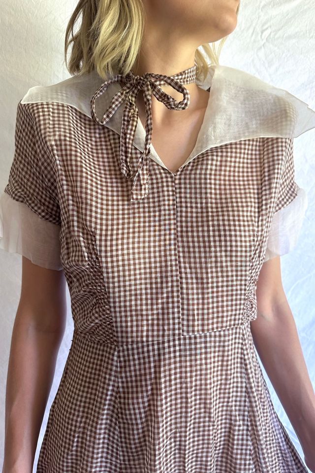 Vintage 1950s Brown Gingham Dress Selected by Grievous Angel Vintage #1