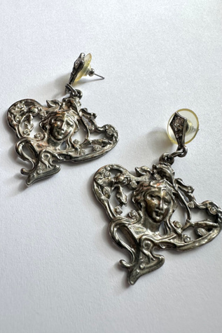 Vintage Art Nouveau Goddess Earrings Selected Grievous Angel Vintage