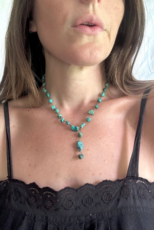 Vintage Raw Turquoise Beaded Necklace Selected by Grievous Angel Vintage