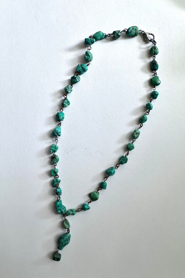 Vintage Raw Turquoise Beaded Necklace Selected by Grievous Angel Vintage #1