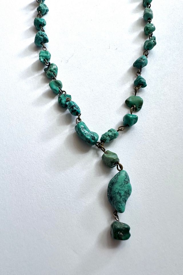 Vintage Raw Turquoise Beaded Necklace Selected by Grievous Angel Vintage #2