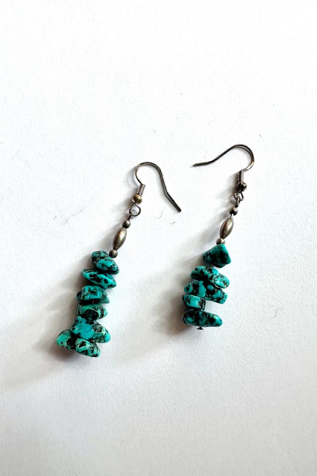 Vintage Sterling and Raw Turquoise Beaded Stacked Earrings Selected by Grievous Angel Vintage #1