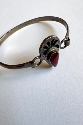 Vintage Sterling Silver and Red Stone Bracelet Selected by Grievous Angel Vintage