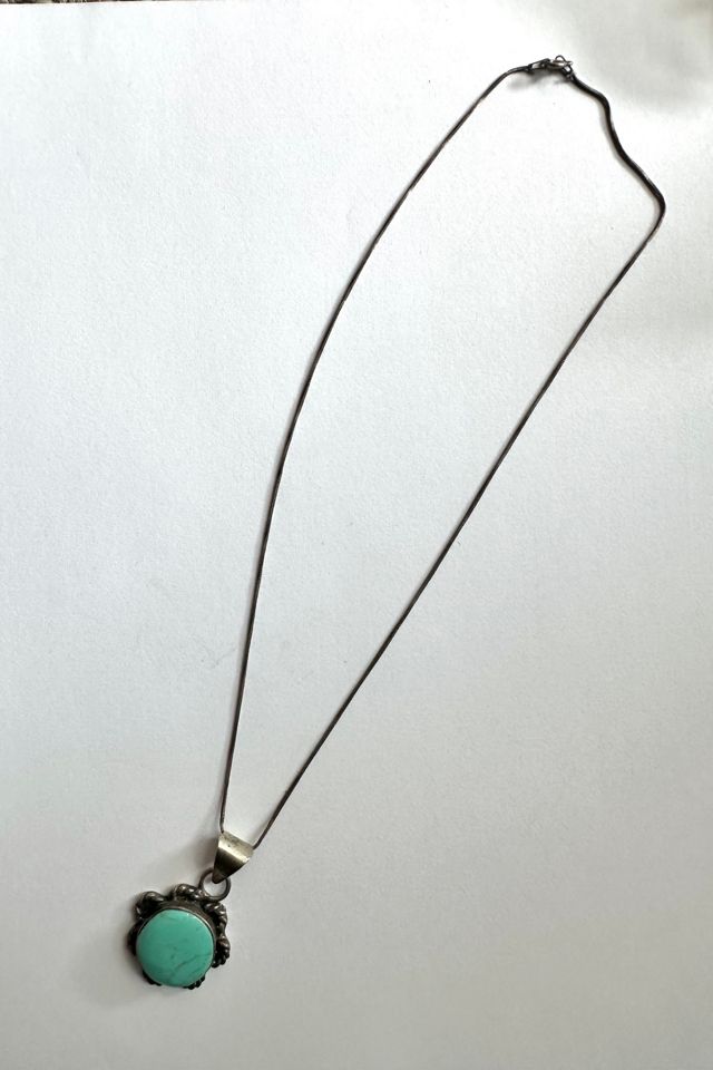 Vintage Sterling Silver and Turquoise Pendant Necklace Selected by Grievous Angel Vintage #1