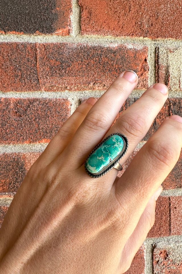 Vintage Sterling Silver and Turquoise Oval Ring Selected by Grievous Angel Vintage #1