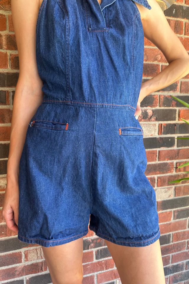 Vintage 1970s Denim Halter Romper Selected by Grievous Angel Vintage #1