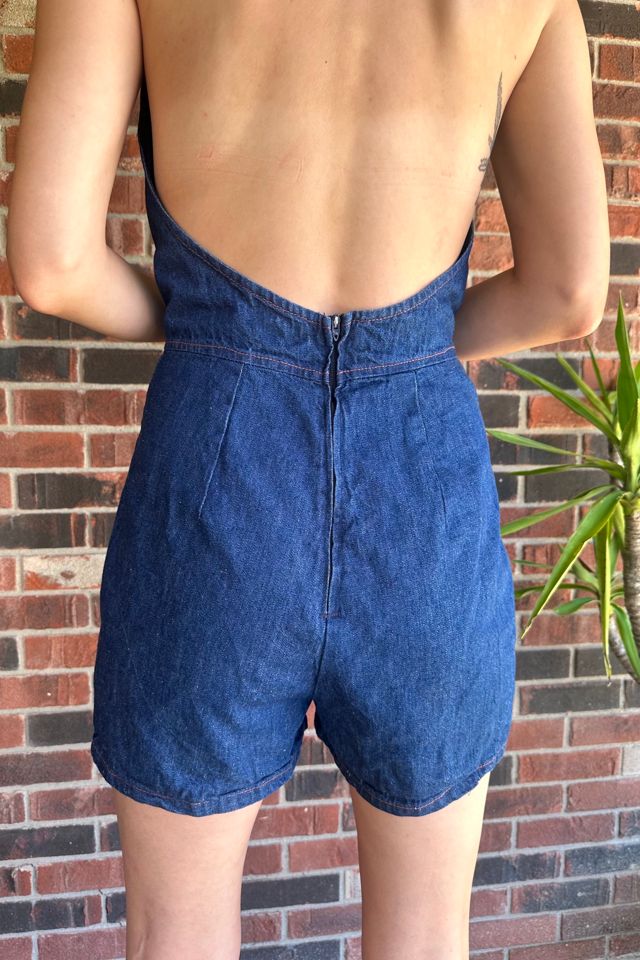 Vintage 1970s Denim Halter Romper Selected by Grievous Angel Vintage #2