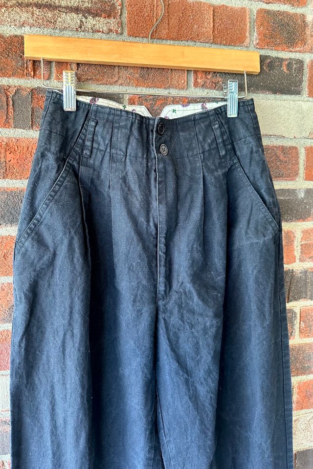 Vintage 1990s Black Pleated Buckle Back Trousers Selected by Grievous Angel Vintage #1