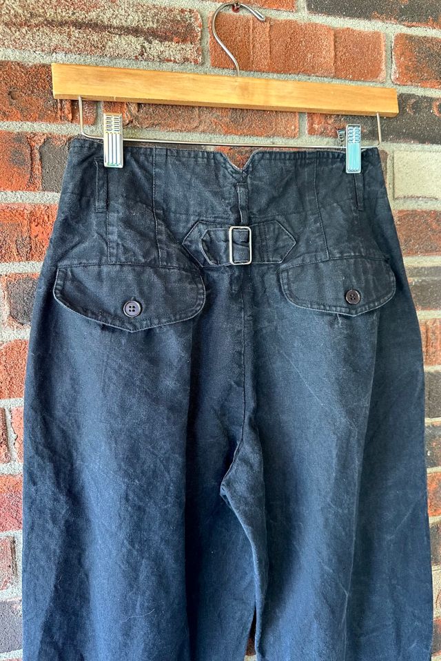 Vintage 1990s Black Pleated Buckle Back Trousers Selected by Grievous Angel Vintage #3