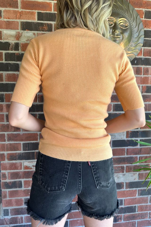 Vintage 1970s Sherbert Knit Lace Up Shirt Selected by Grievous Angel Vintage #1
