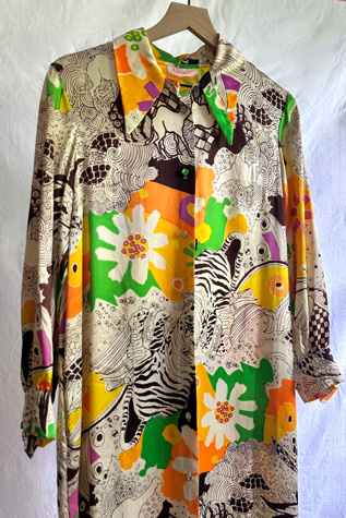 Vintage 1960s Psychedelic Jungle Print Maxi Dress Selected by Grievous Angel Vintage