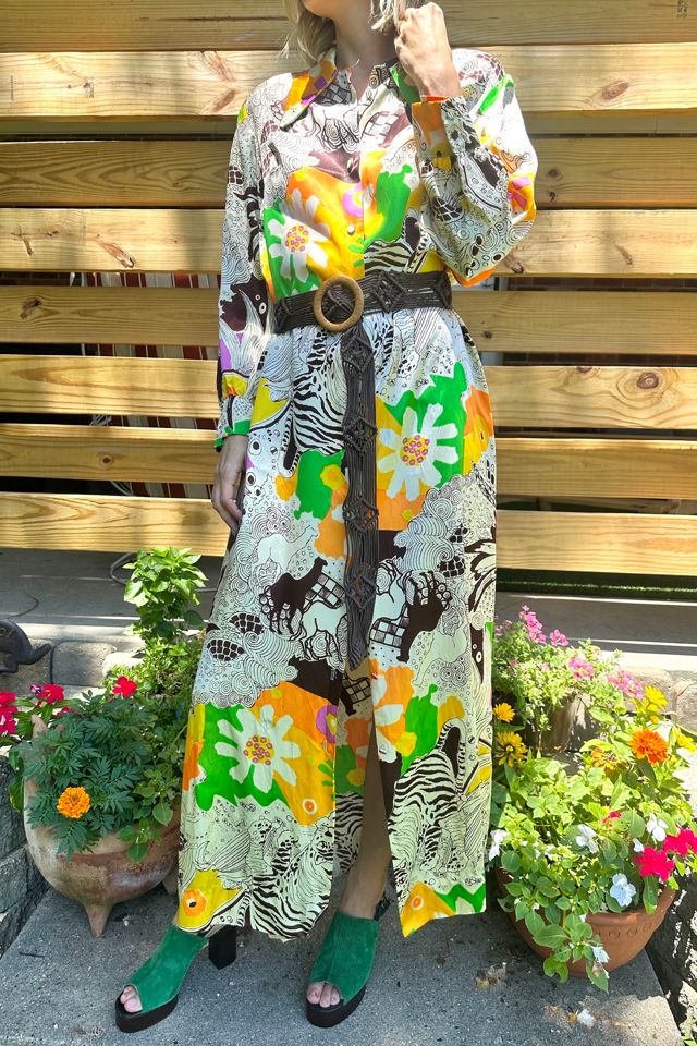 Vintage 1960s Psychedelic Jungle Print Maxi Dress Selected by Grievous Angel Vintage #2
