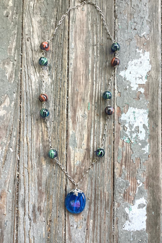 Vintage 1990s Marble and Glass Pendant Necklace Selected by Cherry