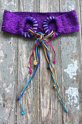 Vintage 1980s Colorful Purple Knit Belt Selected by Cherry