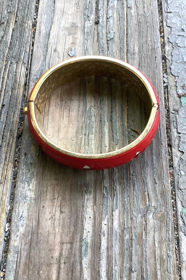 Vintage Red and Gold Tone Cuff with White Stars Selected by Cherry #1