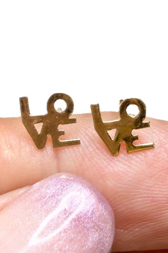 Vintage 14k Gold “Love” Stud Earrings Selected by Lux Revival #1