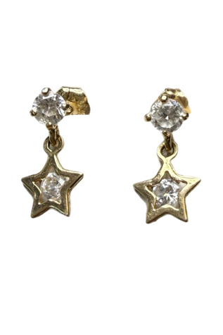 Vintage 14k Gold Star Dangle Stud Earrings Selected by Lux Revival