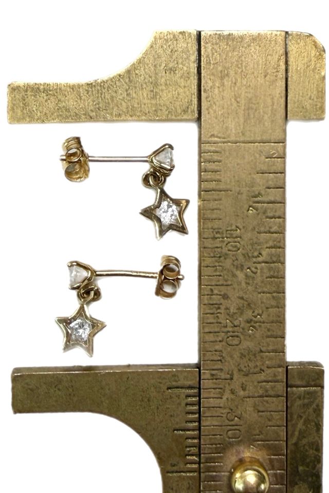 Vintage 14k Gold Star Dangle Stud Earrings Selected by Lux Revival #2
