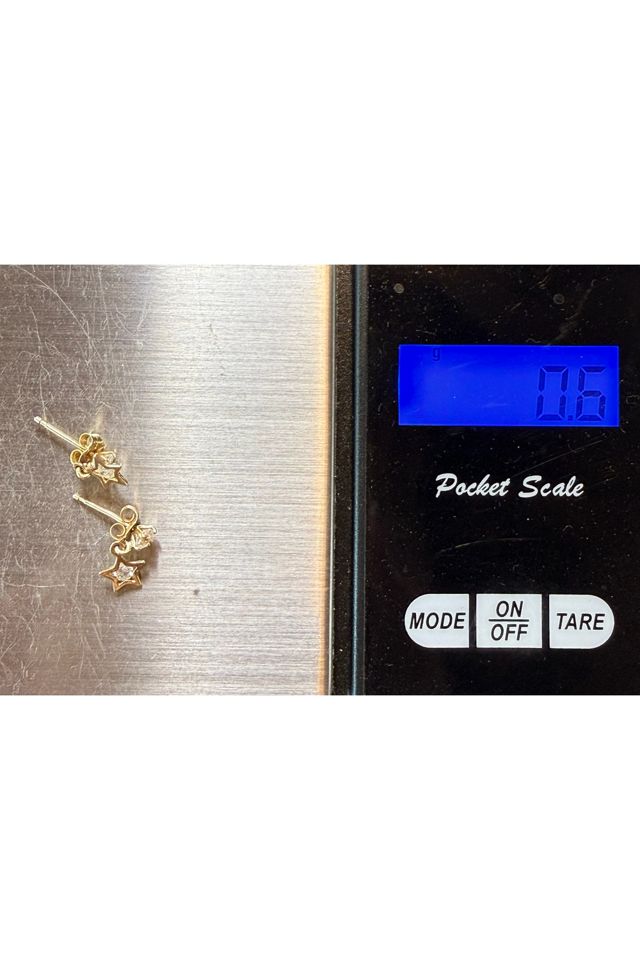 Vintage 14k Gold Star Dangle Stud Earrings Selected by Lux Revival #3