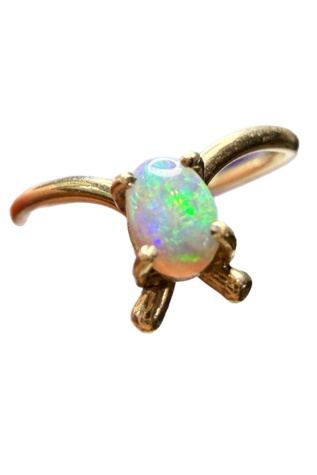 Vintage Modernist 14k Gold Ring with Fire Opal Selected by Lux Revival