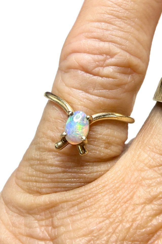 Vintage Modernist 14k Gold Ring with Fire Opal Selected by Lux Revival #1