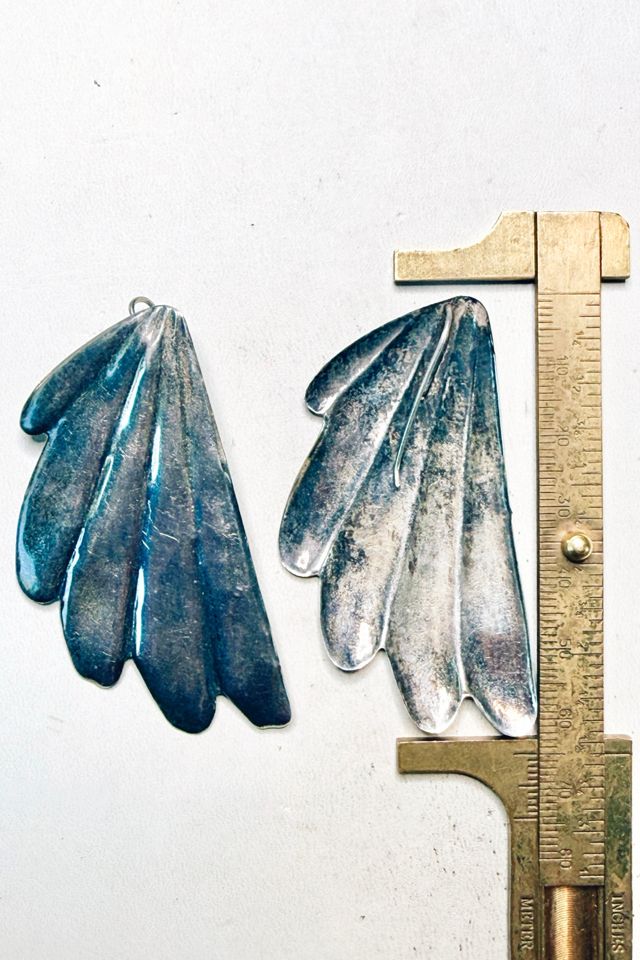 Vintage Sterling  Silver Repousse Wing Earrings Selected by Lux Revival #2