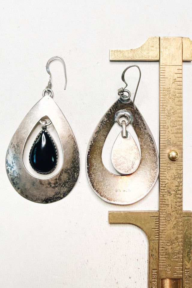 Vintage Sterling + Black Onyx Dangle Earrings Selected by Lux Revival #2