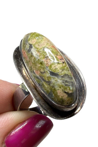 Женское кольцо Lux Revival Vintage Modernist Sterling Silver with Moss Agate Selected, цвет: Зелёный — фото 4
