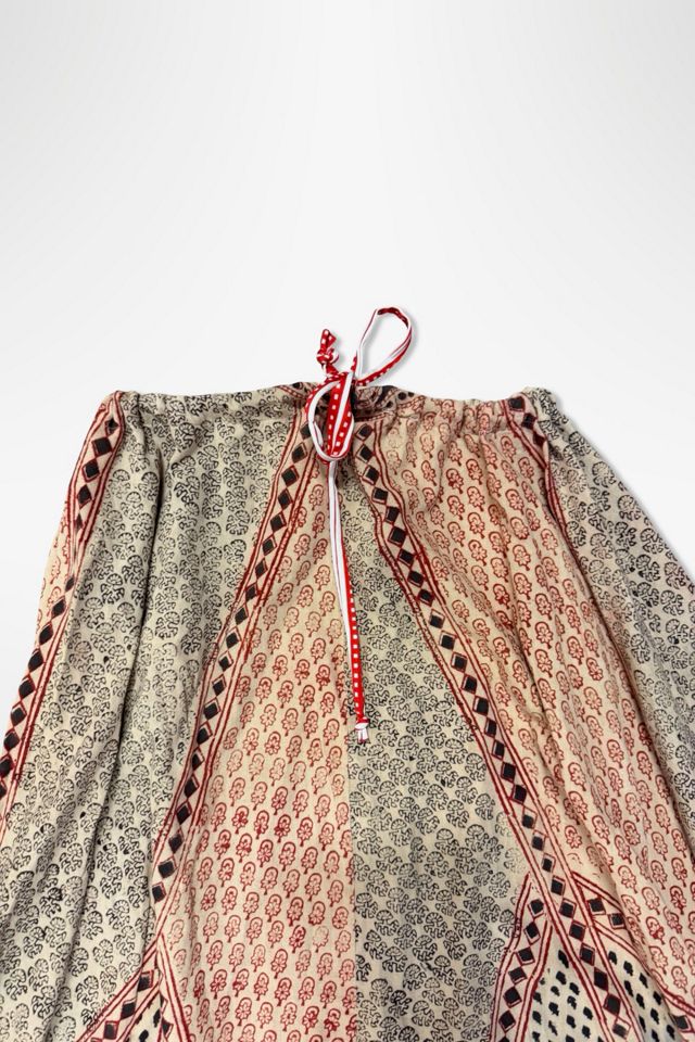 1970s Block Print Drawstring Cotton Skirt Selected By Ritual Vintage #2