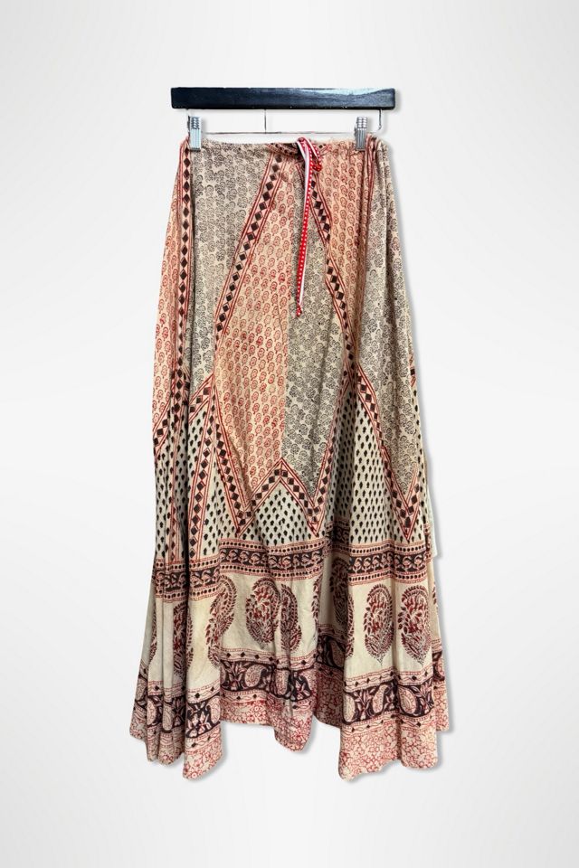 1970s Block Print Drawstring Cotton Skirt Selected By Ritual Vintage #3