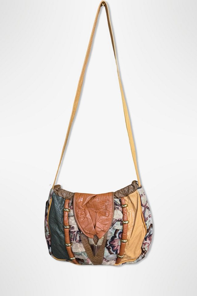 1980s Leather And Tapestry Mixed Media Shoulder Bag Selected By Ritual Vintage #3