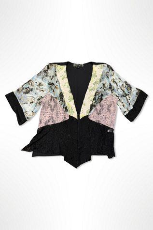 1990s Patchwork Print Crochet Draped Top Selected By Ritual Vintage