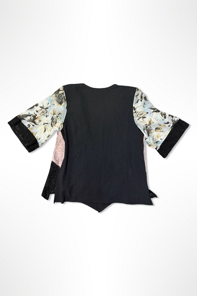 1990s Patchwork Print Crochet Draped Top Selected By Ritual Vintage #1