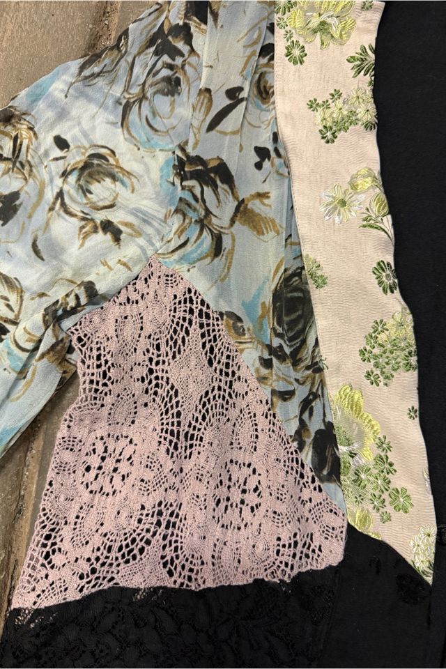 1990s Patchwork Print Crochet Draped Top Selected By Ritual Vintage #2