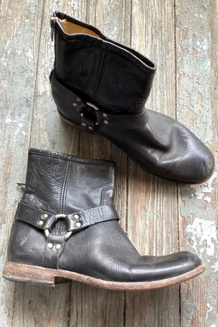 Vintage 1970s Black Frye Harness Ankle Boots Selected by Cherry